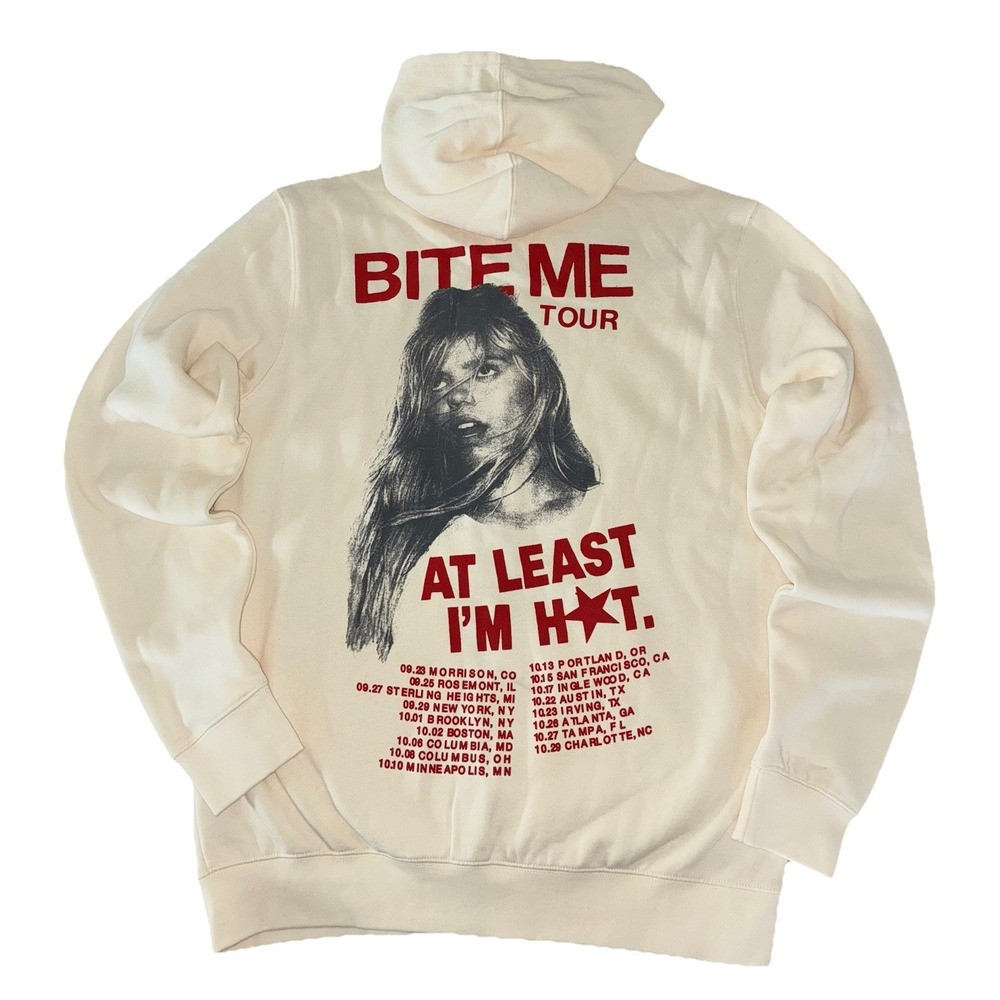 Renee Rapp Hoodie M Cream Date Back Full Zip Bite Me Tour Merch‎ NEW *flaws